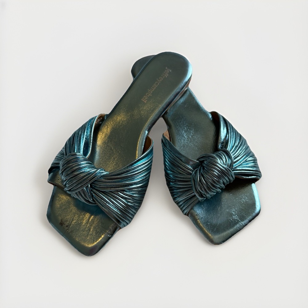 Jeffrey Campbell Knaughty Blue Knotted Flat Slide Sandals Women's 7